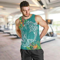 Polynesia Men Tank Top Sharks Duo Tropical Teal LT7 Teal - Polynesian Pride