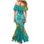 Polynesia Mermaid Dress Sharks Duo Tropical Teal