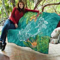 Polynesia Quilt Sharks Duo Tropical Teal