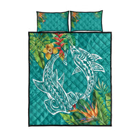 Polynesia Quilt Bed Set Sharks Duo Tropical Teal LT7 - Polynesian Pride