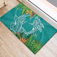 Polynesia Rubber Doormat Sharks Duo Tropical Teal LT7 - Polynesian Pride