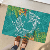 Polynesia Rubber Doormat Sharks Duo Tropical Teal LT7 - Polynesian Pride