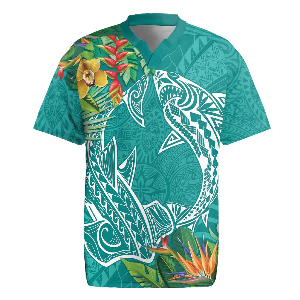 Polynesia Rugby Jersey Sharks Duo Tropical Teal