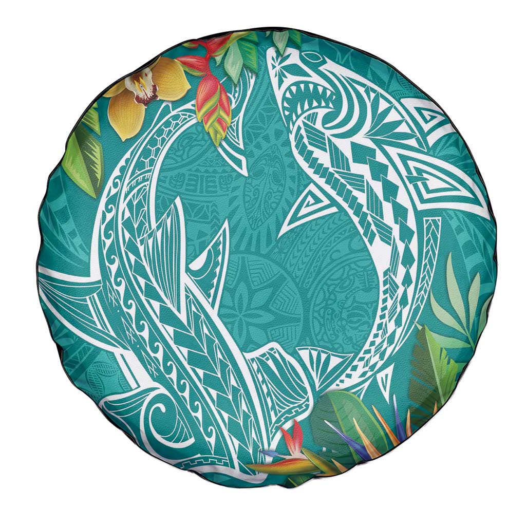 Polynesia Spare Tire Cover Sharks Duo Tropical Teal LT7 - Polynesian Pride