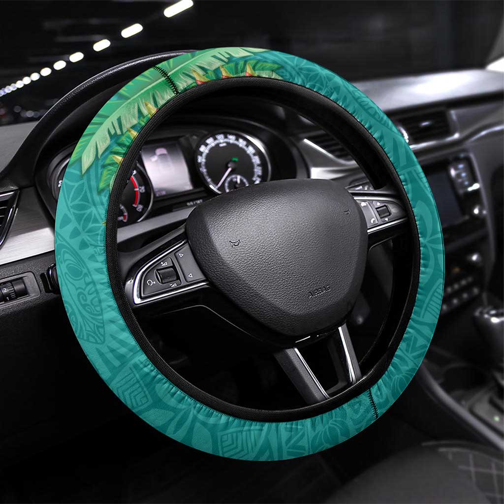 Polynesia Steering Wheel Cover Sharks Duo Tropical Teal LT7 Universal Fit Teal - Polynesian Pride