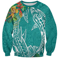 Polynesia Sweatshirt Sharks Duo Tropical Teal LT7 Unisex Teal - Polynesian Pride