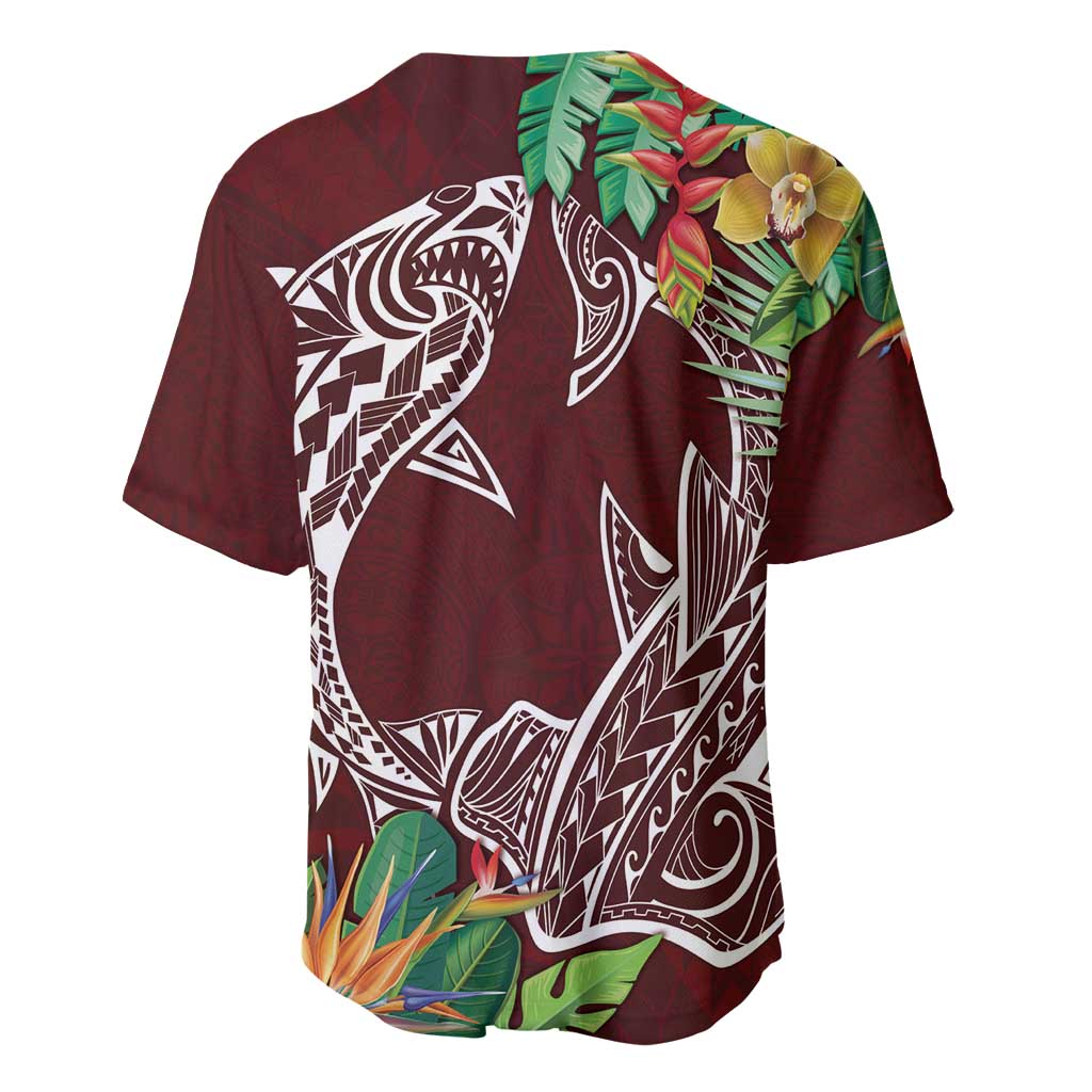 Polynesia Baseball Jersey Sharks Duo Tropical Oxblood