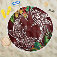 Polynesia Beach Blanket Sharks Duo Tropical Oxblood LT7 One Size 150cm Oxblood - Polynesian Pride