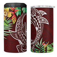 Polynesia 4 in 1 Can Cooler Tumbler Sharks Duo Tropical Oxblood LT7 One Size: 16 oz Oxblood - Polynesian Pride
