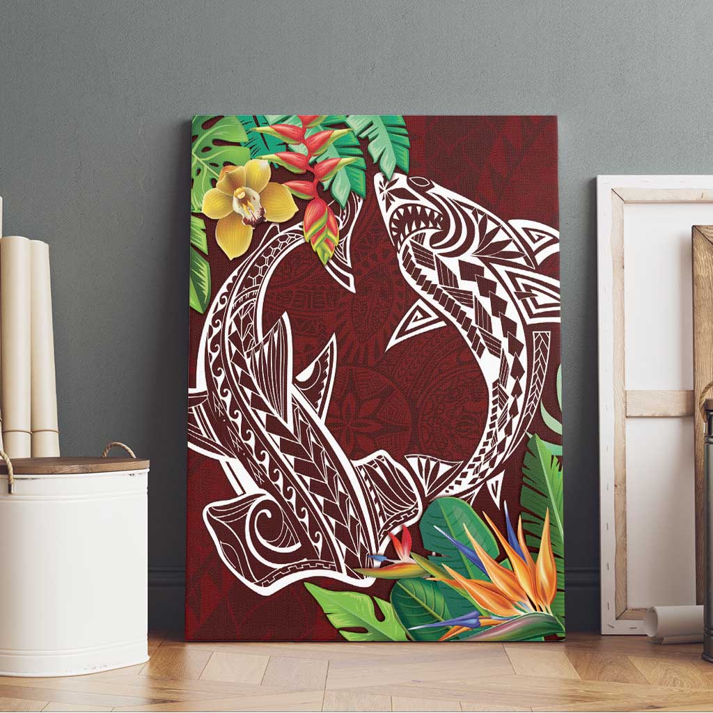Polynesia Canvas Wall Art Sharks Duo Tropical Oxblood LT7 - Polynesian Pride