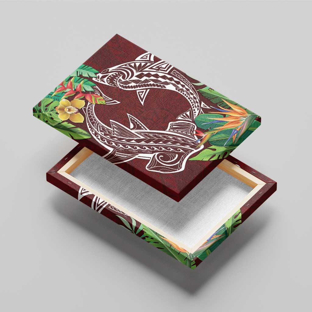 Polynesia Canvas Wall Art Sharks Duo Tropical Oxblood LT7 - Polynesian Pride
