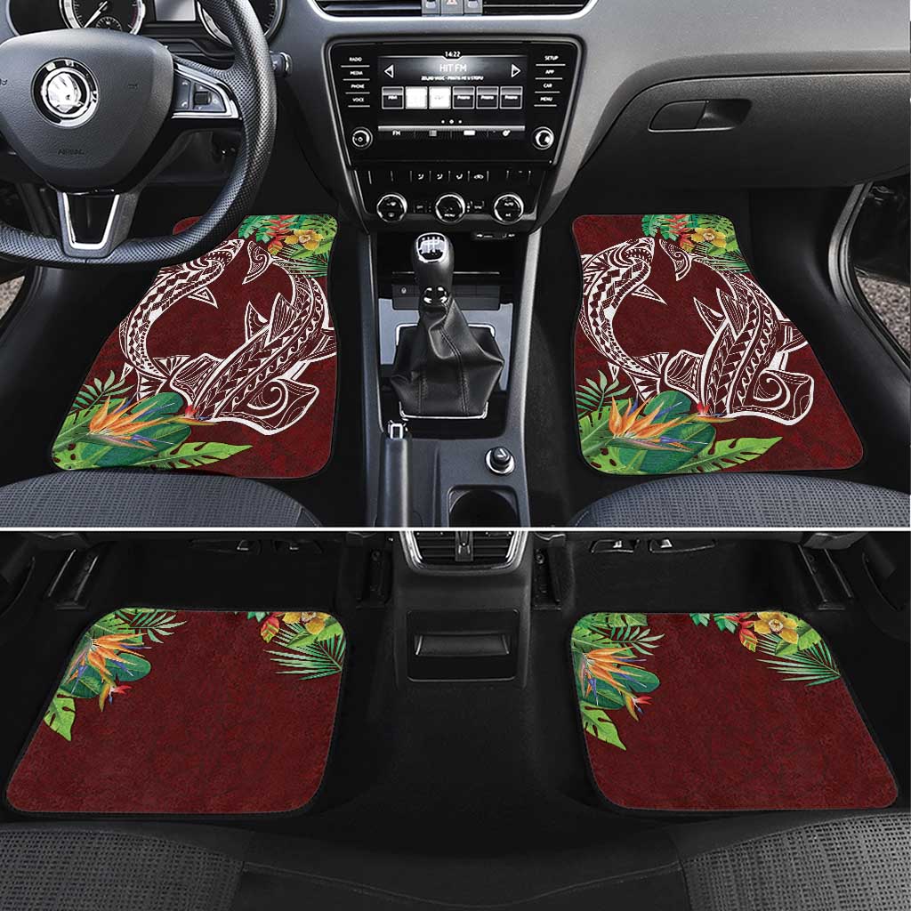 Polynesia Car Mats Sharks Duo Tropical Oxblood LT7 Set 4pcs Oxblood - Polynesian Pride