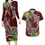 Polynesia Couples Matching Long Sleeve Bodycon Dress and Hawaiian Shirt Sharks Duo Tropical Oxblood