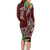 Polynesia Family Matching Long Sleeve Bodycon Dress and Hawaiian Shirt Sharks Duo Tropical Oxblood