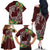 Polynesia Family Matching Off The Shoulder Long Sleeve Dress and Hawaiian Shirt Sharks Duo Tropical Oxblood