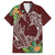 Polynesia Family Matching Off Shoulder Maxi Dress and Hawaiian Shirt Sharks Duo Tropical Oxblood