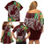 Polynesia Family Matching Off Shoulder Short Dress and Hawaiian Shirt Sharks Duo Tropical Oxblood