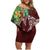 Polynesia Family Matching Off Shoulder Short Dress and Hawaiian Shirt Sharks Duo Tropical Oxblood