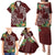 Polynesia Family Matching Puletasi and Hawaiian Shirt Sharks Duo Tropical Oxblood