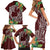 Polynesia Family Matching Short Sleeve Bodycon Dress and Hawaiian Shirt Sharks Duo Tropical Oxblood