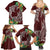 Polynesia Family Matching Summer Maxi Dress and Hawaiian Shirt Sharks Duo Tropical Oxblood