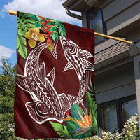 Polynesia Garden Flag Sharks Duo Tropical Oxblood LT7 - Polynesian Pride