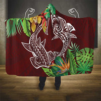 Polynesia Hooded Blanket Sharks Duo Tropical Oxblood LT7 - Polynesian Pride