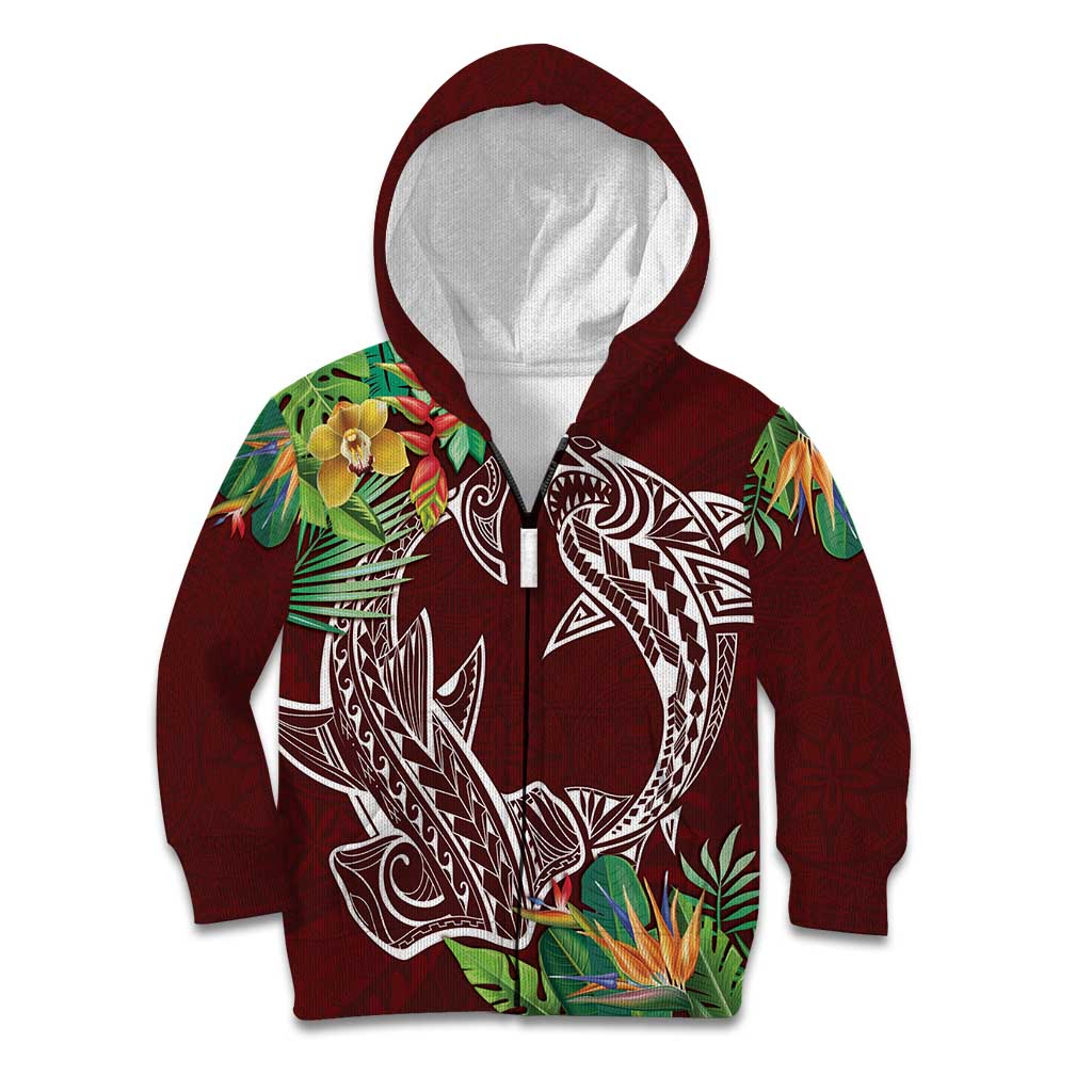 Polynesia Kid Hoodie Sharks Duo Tropical Oxblood