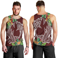 Polynesia Men Tank Top Sharks Duo Tropical Oxblood LT7 - Polynesian Pride