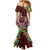 Polynesia Mermaid Dress Sharks Duo Tropical Oxblood