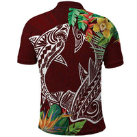 Polynesia Polo Shirt Sharks Duo Tropical Oxblood