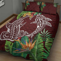 Polynesia Quilt Bed Set Sharks Duo Tropical Oxblood LT7 - Polynesian Pride
