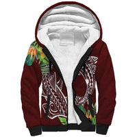 Polynesia Sherpa Hoodie Sharks Duo Tropical Oxblood LT7 Unisex Oxblood - Polynesian Pride