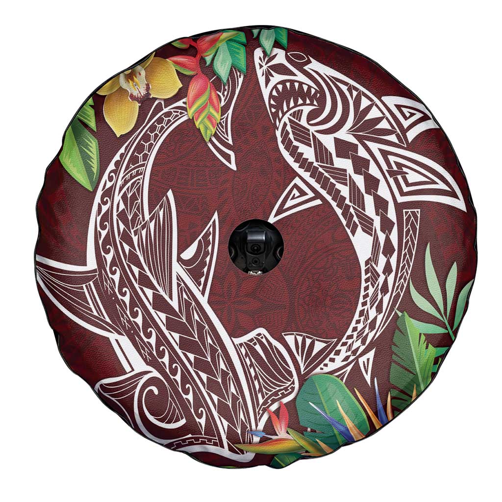 Polynesia Spare Tire Cover Sharks Duo Tropical Oxblood LT7 - Polynesian Pride