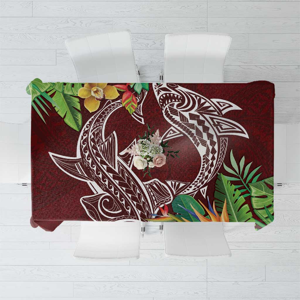 Polynesia Tablecloth Sharks Duo Tropical Oxblood LT7 Oxblood - Polynesian Pride