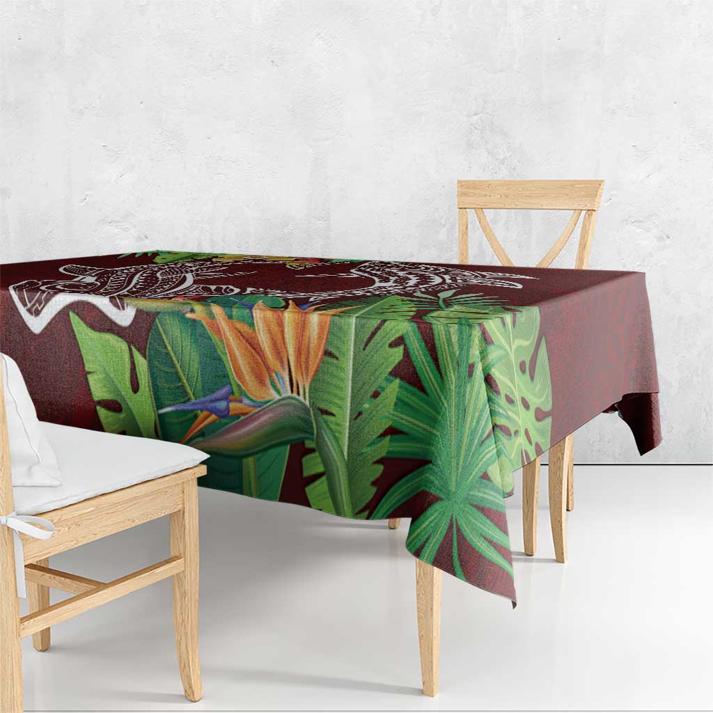 Polynesia Tablecloth Sharks Duo Tropical Oxblood LT7 - Polynesian Pride