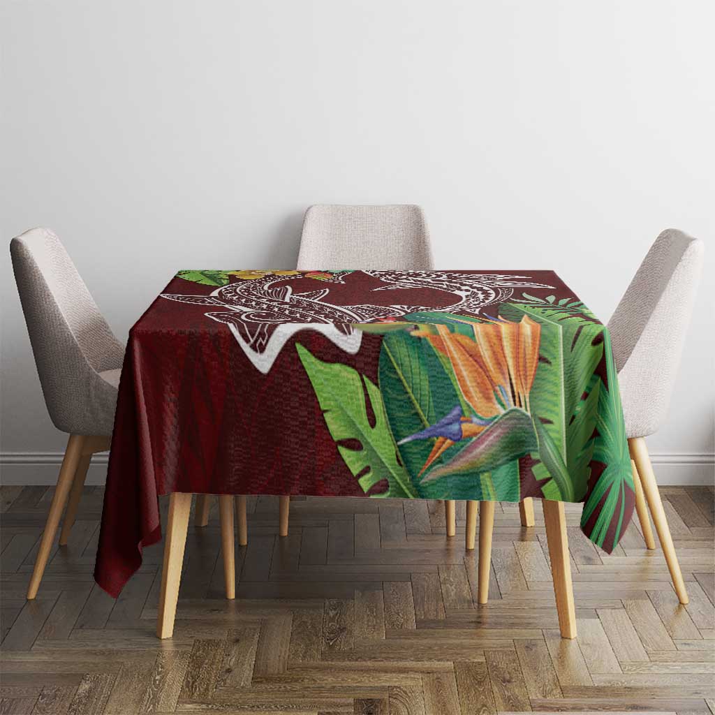 Polynesia Tablecloth Sharks Duo Tropical Oxblood LT7 - Polynesian Pride