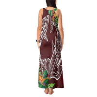 Polynesia Tank Maxi Dress Sharks Duo Tropical Oxblood LT7 - Polynesian Pride