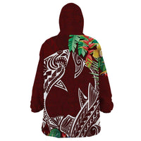 Polynesia Wearable Blanket Hoodie Sharks Duo Tropical Oxblood LT7 - Polynesian Pride