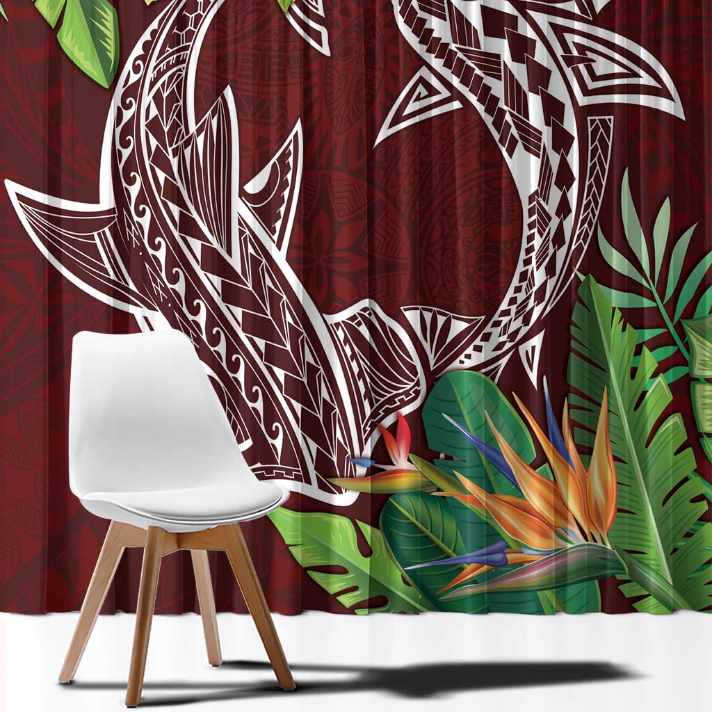 Polynesia Window Curtain Sharks Duo Tropical Oxblood LT7 - Polynesian Pride