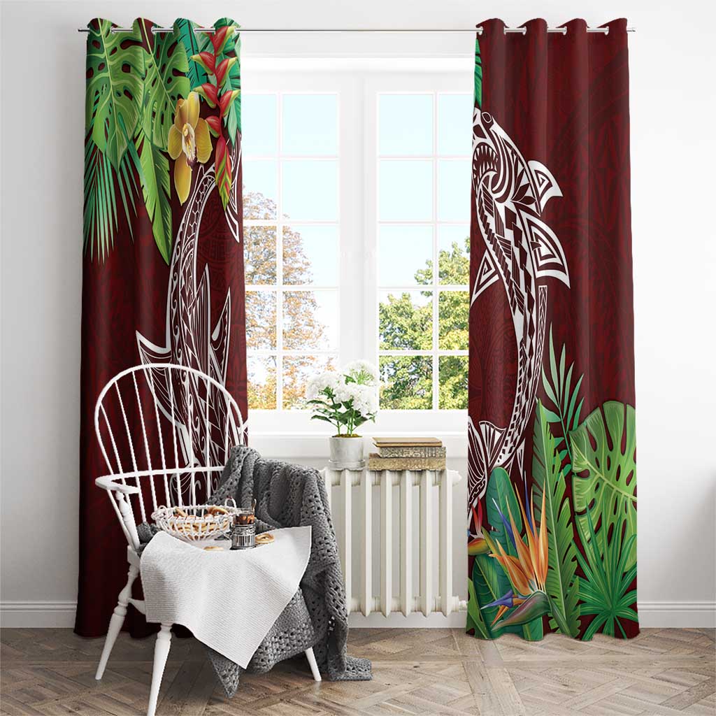 Polynesia Window Curtain Sharks Duo Tropical Oxblood LT7 - Polynesian Pride