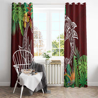 Polynesia Window Curtain Sharks Duo Tropical Oxblood LT7 - Polynesian Pride