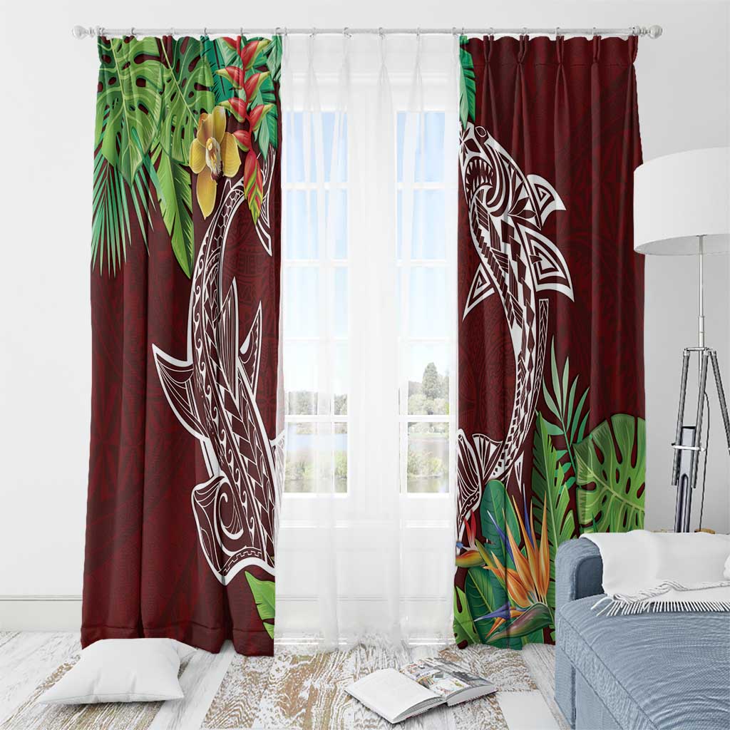 Polynesia Window Curtain Sharks Duo Tropical Oxblood LT7 - Polynesian Pride