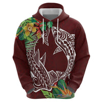 Polynesia Zip Hoodie Sharks Duo Tropical Oxblood