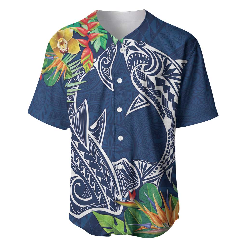 Polynesia Baseball Jersey Sharks Duo Tropical Navy