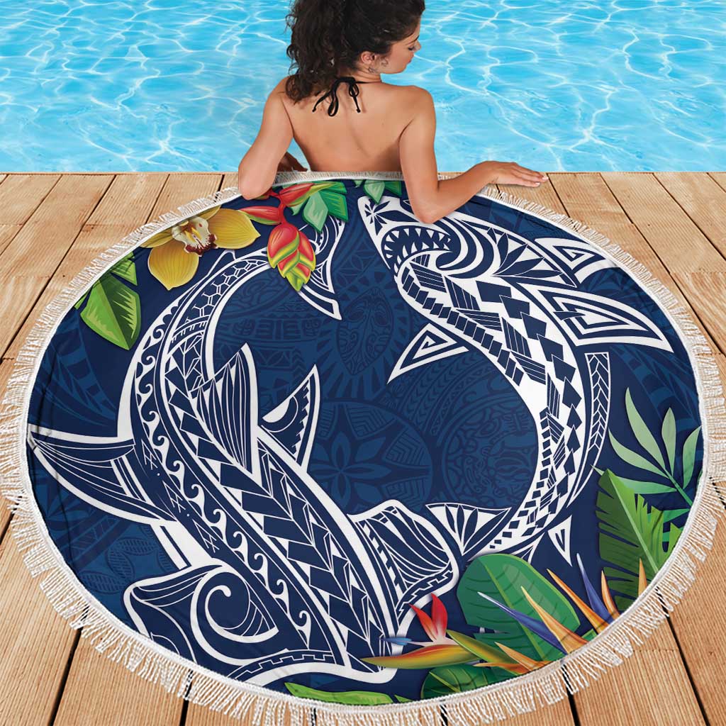 Polynesia Beach Blanket Sharks Duo Tropical Navy LT7 - Polynesian Pride