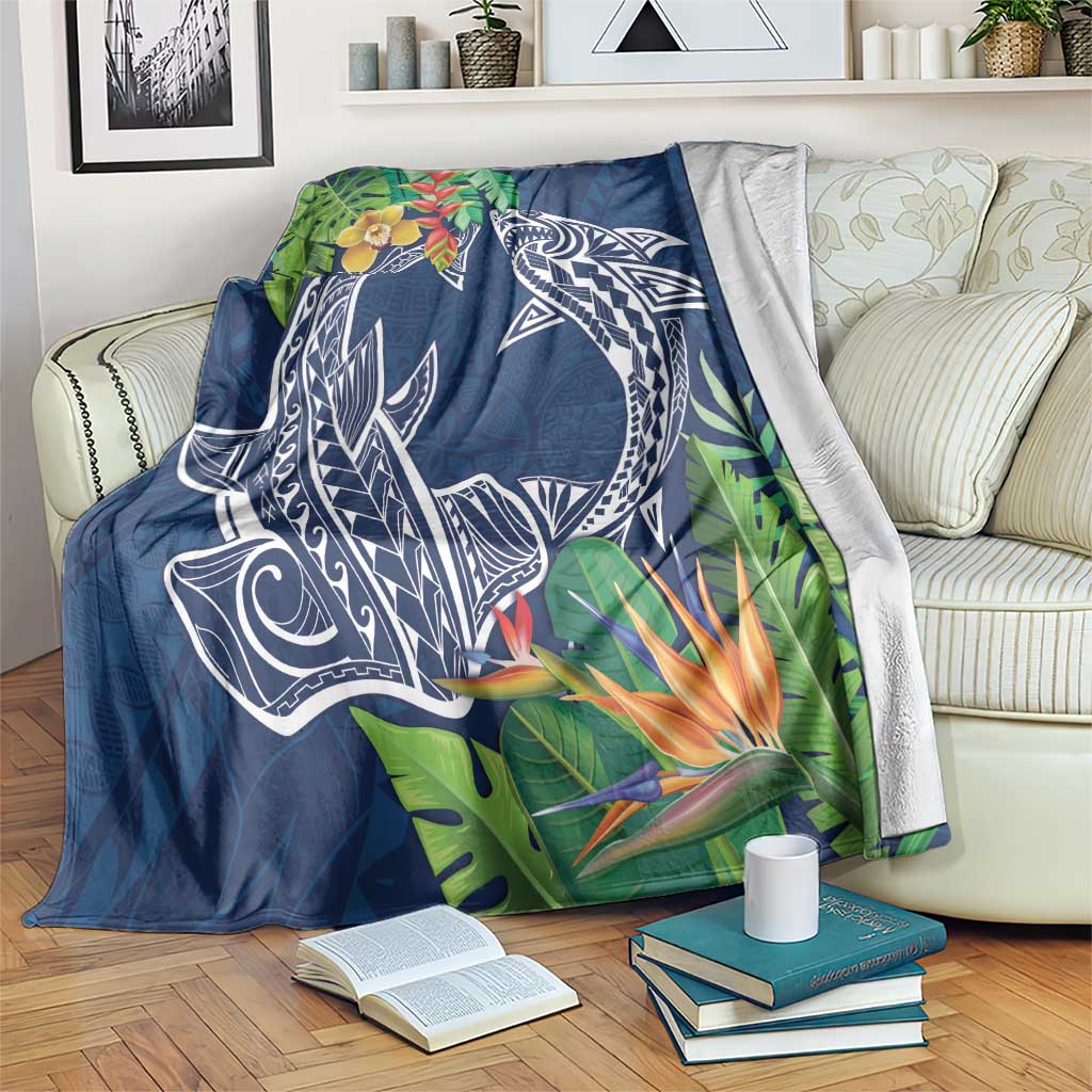 Polynesia Blanket Sharks Duo Tropical Navy