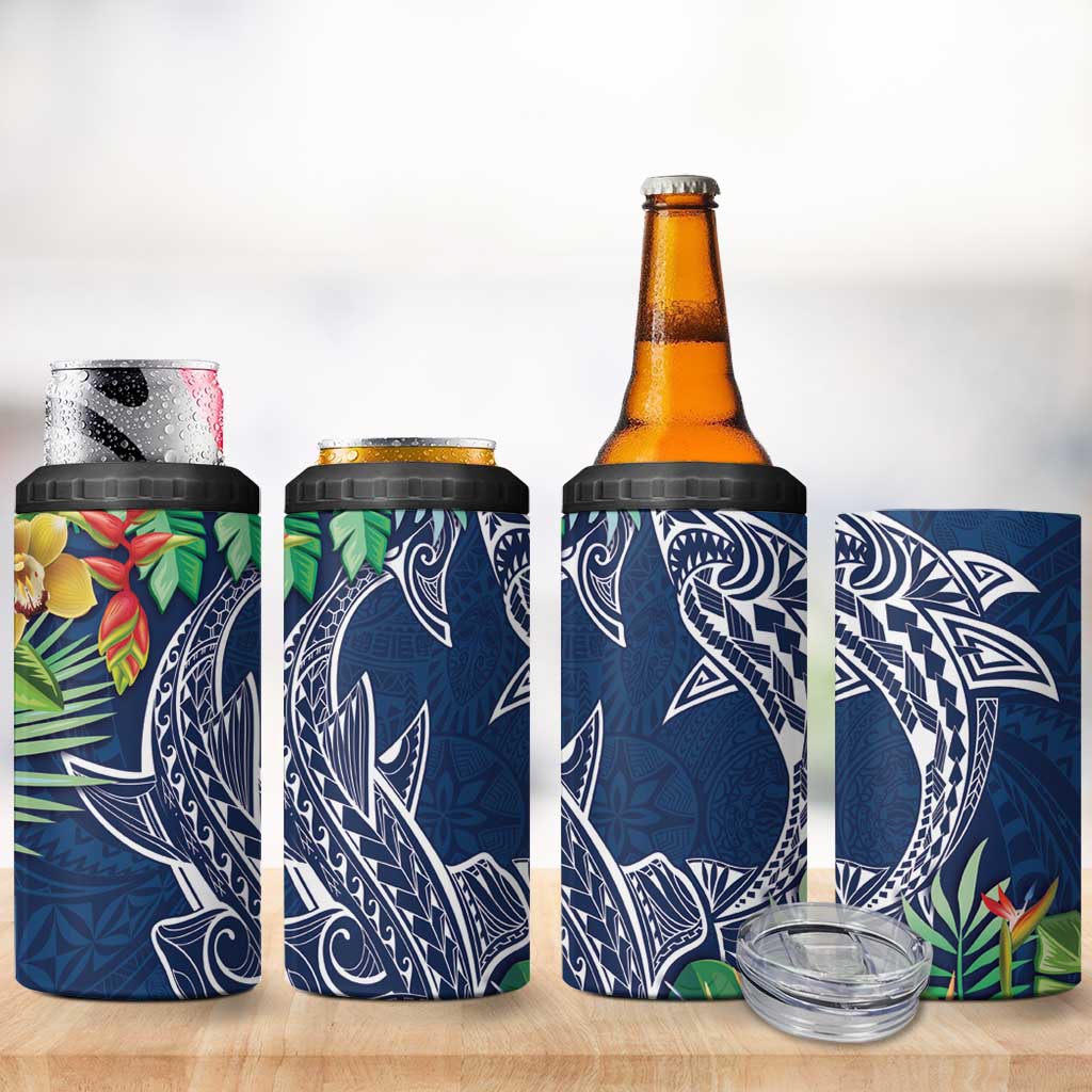 Polynesia 4 in 1 Can Cooler Tumbler Sharks Duo Tropical Navy LT7 - Polynesian Pride