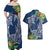 Polynesia Couples Matching Off Shoulder Maxi Dress and Hawaiian Shirt Sharks Duo Tropical Navy