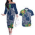 Polynesia Couples Matching Off The Shoulder Long Sleeve Dress and Hawaiian Shirt Sharks Duo Tropical Navy